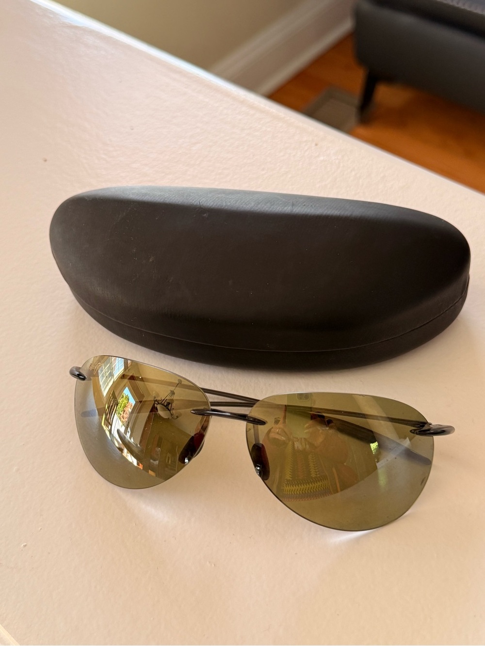 Maui Jim Sugar Beach Rimless Wrap Sunglasses Made in Japan